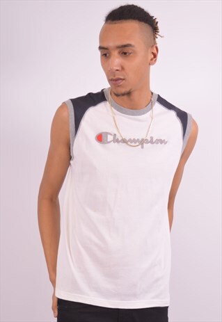 VINTAGE CHAMPION VEST TOP SLIM FIT WHITE