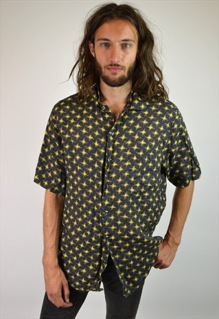 VINTAGE 90'S STAR PRINT LINEN SHIRT