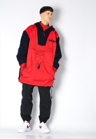 VINTAGE 90S RED BLACK MOUNTAIN ADVENTURE ANORAK JACKET