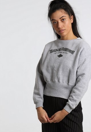 90S HARLEY DAVIDSON EMBROIDERED SPELL OUT SWEATSHIRT