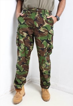 Vintage Cargo Camo Military Trousers Green W34