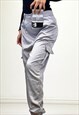 Y2K FEMME LUXE TROUSERS LIGHTWEIGHT GREY CARGO STYLE 