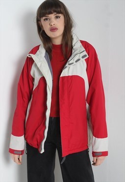 Vintage 90's Fleece Lined Padded Ski Jacket Coat - Red RL