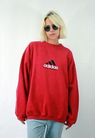 VINTAGE 90' RED SWEATSHIRT WITH ADIDAS LOGO ON THE CHEST