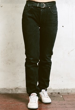 VINTAGE 90S LEE DISTRESSED BLACK JEANS