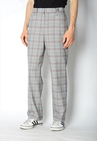 VINTAGE 90S UNISEX GREY CHECK PANTS