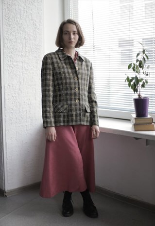 VINTAGE 60'S KHAKI PATTERNED BLAZER