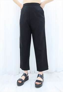 90s Vintage Black High Waisted Trousers
