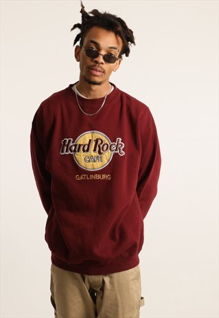 VINTAGE HARD ROCK CAFE EMBROIDERED SPELLOUT SWEATSHIRT