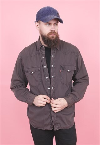 VINTAGE LEVI'S OVERDYED DENIM SHIRT /R7017