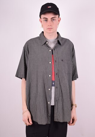 RALPH LAUREN MENS VINTAGE SHIRT XL GREY CHECK 90'S