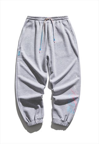 KALODIS CASUAL LETTER GRAFFITI PRINT LOOSE PANTS