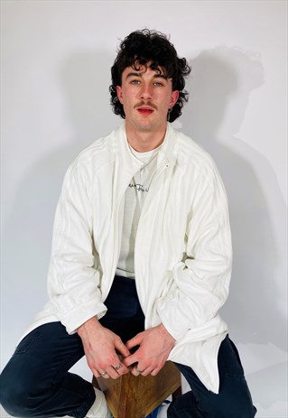 VINTAGE ADIDAS 90S EMBROIDERED WHITE JACKET