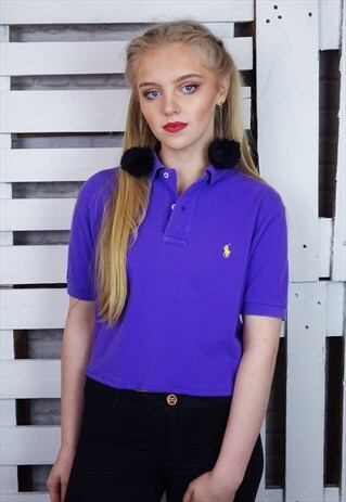 PURPLE CROPPED POLO T-SHIRT