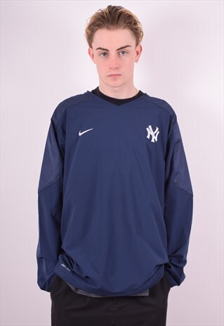 NIKE MENS VINTAGE PULLOVER TRACKSUIT TOP JACKET XL BLUE 90'S