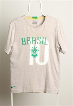 Vintage Nike Brasil CBF Crewneck Logo T-shirt Grey