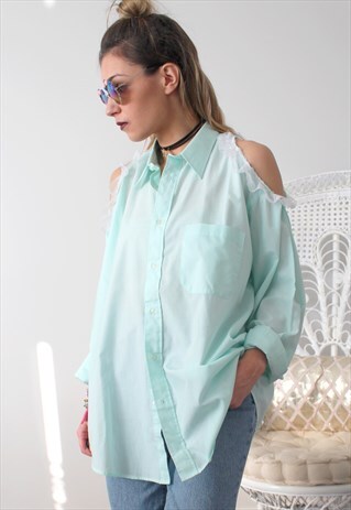VINTAGE SHIRT BARE SHOULDERS WITH LACE