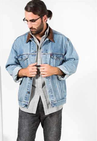VINTAGE 80S LEVI'S CONTRAST COLLAR DENIM JACKET / S0066