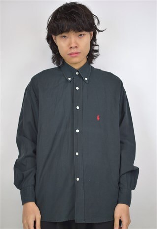 VINTAGE 90S POLO RALPH LAUREN BLACK BUTTON UP SHIRT