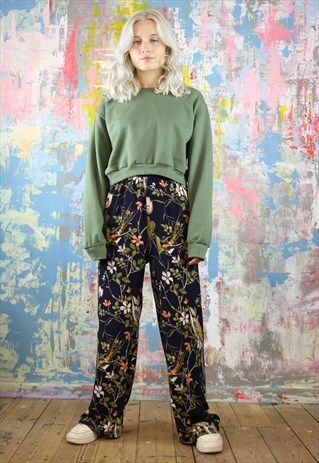 TROUSERS & SWEAT CO-ORDINATES IN BIRD & FLOWER PRINT