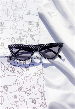 Polka Dot Semi Cat Eye Sunglasses