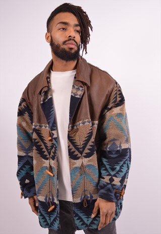 MENS VINTAGE AZTEC JACKET LARGE MULTI 90S