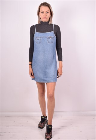 DIESEL WOMENS VINTAGE DENIM DRESS MEDIUM BLUE 90'S