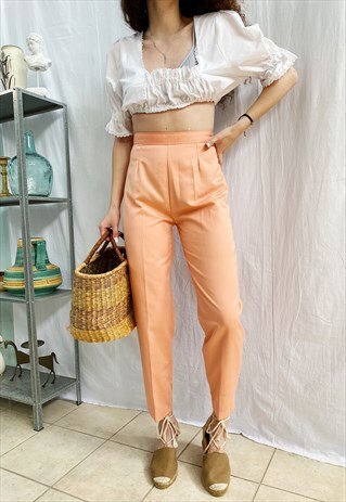 VINTAGE 80S LUXE PEACHY PEACHY TAPERED TROUSERS PANTS