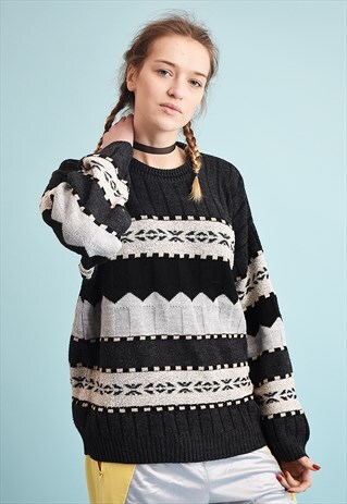 90'S RETRO OVERSIZED JAZZY DADS KNIT JUMPER