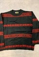 VINTAGE KNITTED JUMPER ABSTRACT PATTERNED KNIT SWEATER