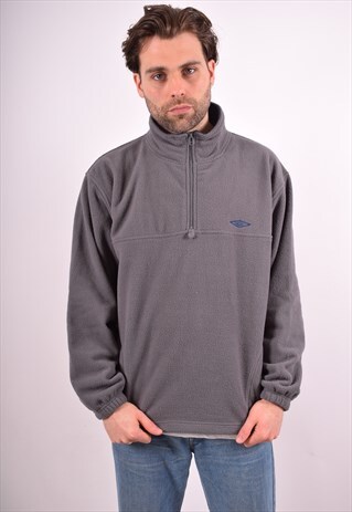 UMBRO MENS VINTAGE FLEECE JUMPER LARGE GREY 90S