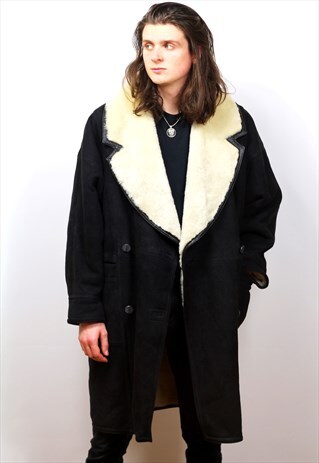 1980'S VINTAGE LONG LENGTH SHEEPSKIN SHEARLING COAT