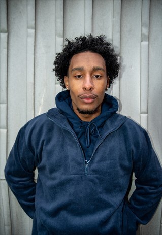 FLEECE IN NAVY BLUE RELAXED FIT HEAVYWEIGHT MATERIAL 90S Y2K