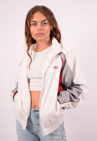 VINTAGE UMBRO TRACKSUIT TOP JACKET WHITE