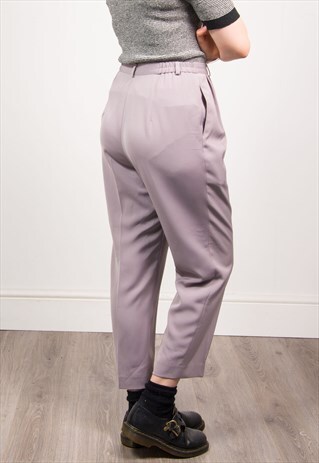 VINTAGE 90'S GREY HIGH WAIST CROPPED LEG TROUSERS