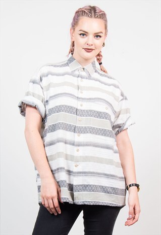 VINTAGE OVERSIZE PATTERNED 90'S SHORT SLEEVE SHIRT