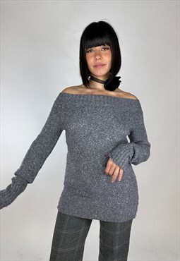  Vintage Early 00s Ballet Core Boat Neck Knitted Jumper