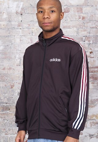 VINTAGE ADIDAS BIG LOGO THREE STRIPES TRACK JACKET BLACK