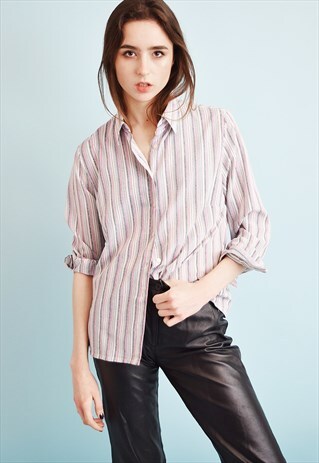 70'S RETRO MINIMALIST MONOCHROME OVERSIZED SHIRT BLOUSE