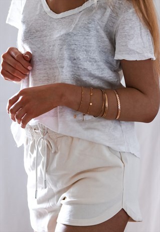 ROSE GOLD DELICATE CHAIN BRACELET WITH TEXTURED CIRCLES