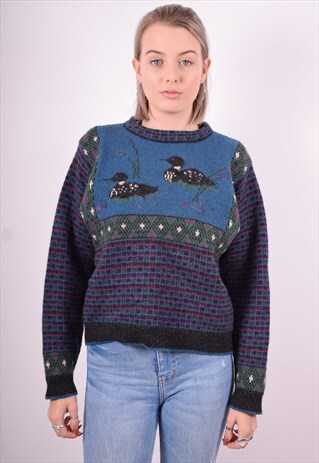 WOOLRICH WOMENS VINTAGE JUMPER SWEATER MEDIUM MULTI 90'S
