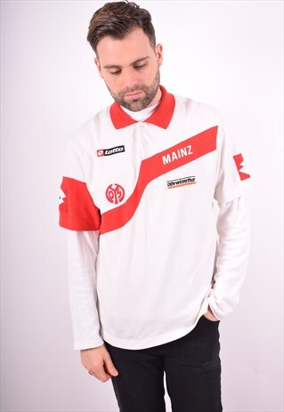 LOTTO MENS POLO SHIRT MEDIUM WHITE 90'S
