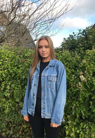 VINTAGE OVERSIZED UNISEX BLUE DENIM JACKET