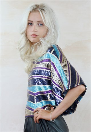 GLITTER MAP KIMONO TOP