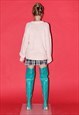 90'S VINTAGE COZY GORGEOUS FLORAL WINTER JUMPER IN BABY PINK