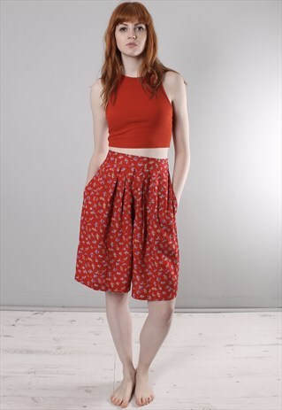 VINTAGE 80S FLORAL PATTERNED HIGH WAISTED CULOTTE SHORTS