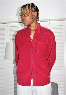 Vintage 90s Red Corduroy Casual Shirt in M