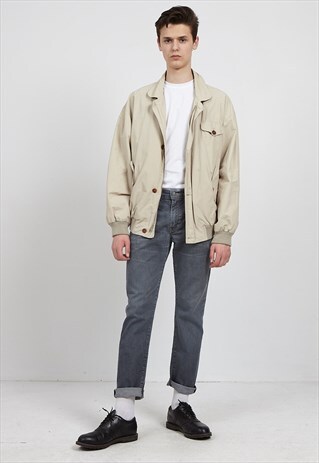 VINTAGE BEIGE GANT RUGGER WINDBREAKER JACKET