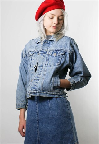 VINTAGE CROPPED DENIM JACKET, LIGHT DENIM, S