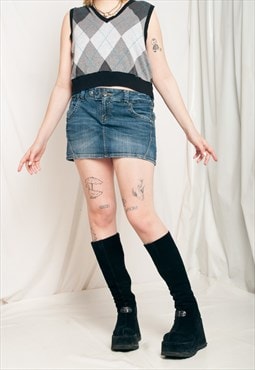 Vintage Denim Skirt Y2K Low Rise Ultra Mini